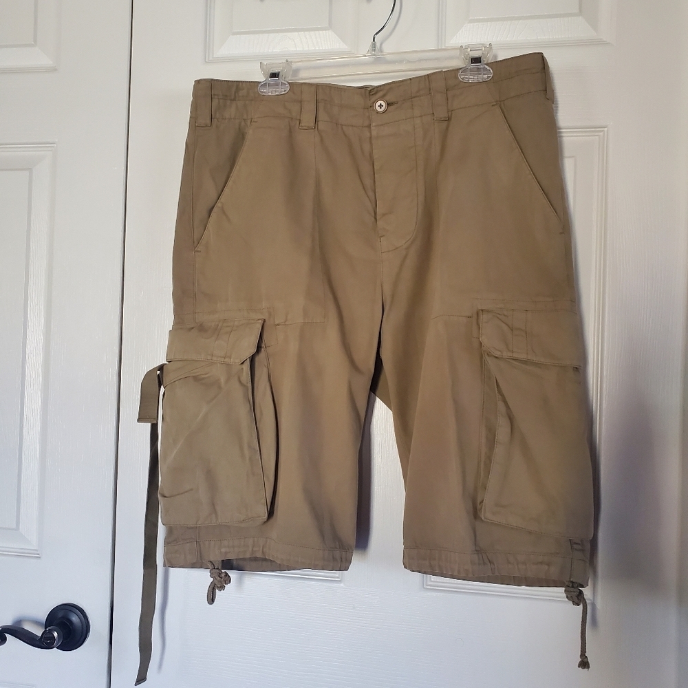 DKNY Cargo Short Canvas Beige Men's‎ Size Medium Drawstrings Fishing Hiking